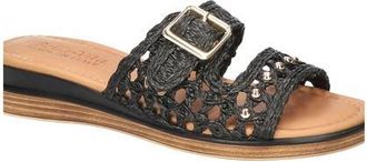 Bella Vita Bar-Italy Wedge Sandal in Black Raffia at Nordstrom, Size 8.5