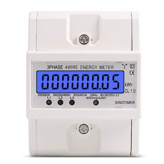 OEM Medidor De Energ&iacute;a, Medidor Electr&oacute;nico Digital Lcd De Kwh Para Montaje En Carril Din, Trif&aacute;sico, 4 Hilos, 80 A
