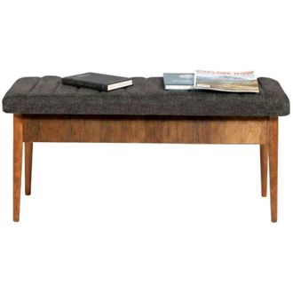 Dmora Panca Arielli, Peso Supportato 130 kg, Colore Struttura blu, Altezza Seduta 48 cm, 110x40x48h cm Marrone Noce