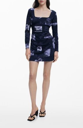 Desigual Long Sleeve Minidress in Blue at Nordstrom, Size X-Small