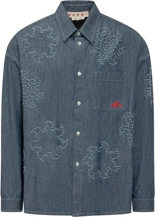 Marni Camicia Chambray Shirt - Heren - Spijkeroverhemden - Blauw - L - Katoen - Overhemden