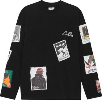 Les Deux Tops, Heren, Zwart, M, Stamp Long Sleeve T-Shirt