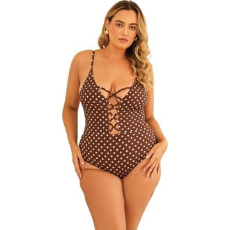 Dippin' Daisy's Swimwear Bliss One Piece in Dotted Brown at Nordstrom, Size X-Large