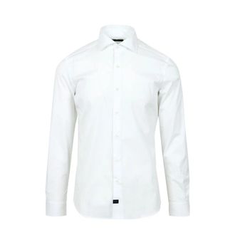 Fay Stretch overhemd met Franse kraag - Heren - Zakelijke Overhemden - Wit - XL - Katoen - Overhemden