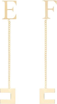 Elisabetta Franchi Accessoires, Dames, Geel, ONE Size, Oorbel met logo aan ketting