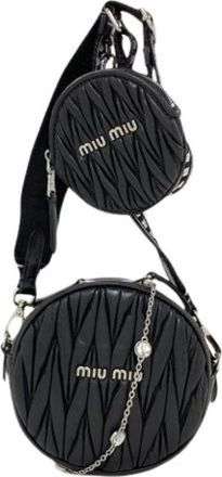 Miu Miu Pre-owned Pouch Shoulder Bag - Dames - Vintage Schoudertas - Zwart - ONE Size - Leer - Vintage