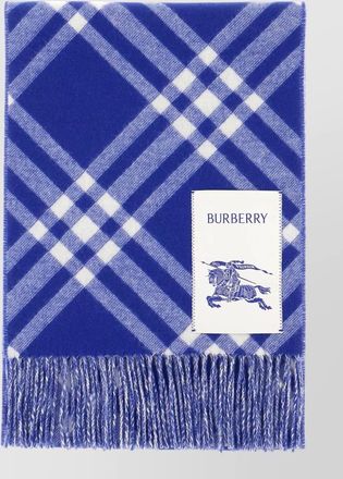 Burberry check pattern scarf foulard fringe detail