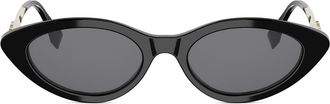 Fendi graphy 51mm Cat Eye Sunglasses in Shiny Black /Smoke at Nordstrom
