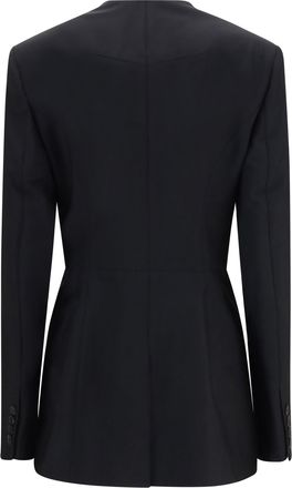 Givenchy Womens Cut-Out Double-Breasted Blazer Black Wool Ovis Aries; Mohair Blazers & Vests