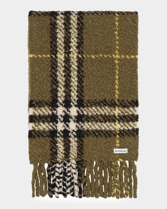 Burberry Men & apos;s Check Alpaca Wool-Blend Boucle Scarf