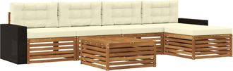 vidaXL Conjunto De Sof&aacute;s De Exterior 6 Uds. Natural Y Crema Poli&eacute;ster Vidaxl