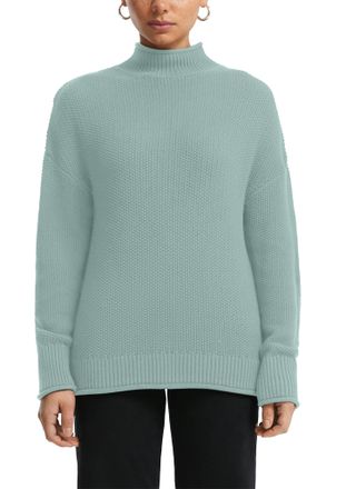 QS by s.Oliver Strickpullover QS, Damen, Gr. XS, sage gr&uuml;n, Strick, Obermaterial: 50% Baumwolle, 50% Polyacryl, unifarben, bequem h&uuml;ftbedeckend, Rundhals, Rollkanten