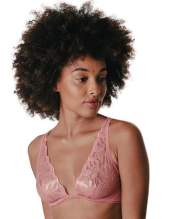 Maison Lejaby Womens 19134 Sin Triangle Bra - Pink Polyester/Polyamide - Size 32B