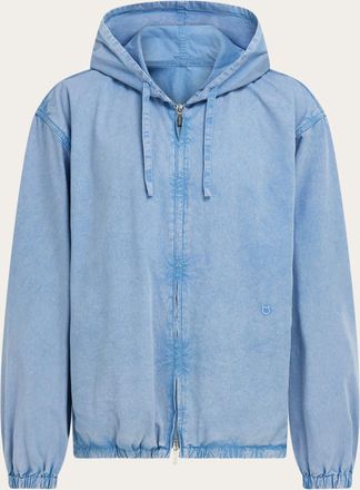 Ferragamo Men Cotton and silk blouson Blue