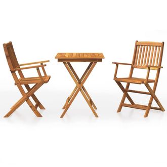 Berkfield Home 3 Piece Folding Garden Dining Set Solid Acacia Wood in Brown