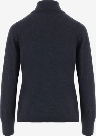 Allude Womens Cashmere Turtleneck Sweater Dark Grey Virgin Wool