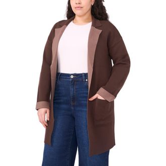 Halogen Lapel Long Cardigan in Deep Coffee at Nordstrom Rack, Size 2X