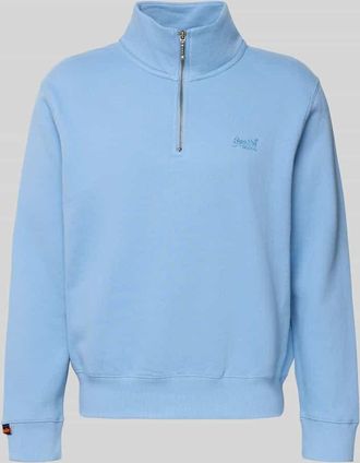Superdry Regular Fit Sweatshirt mit Logo-Stitching in Bleu, Gr&ouml;&szlig;e XXXL
