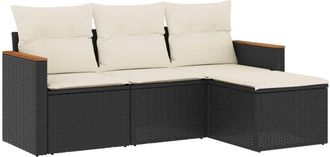 vidaXL Juego de sofás jardín 4 pzas con cojines ratán sintético negro Vidaxl