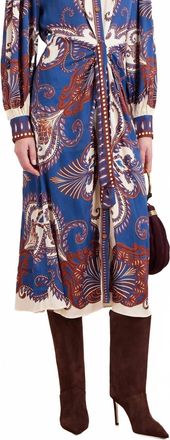 Farm Rio Arabesque Scarf Midi Dress In Blue