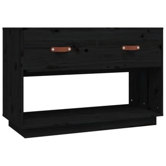 Berkfield Home TV Cabinet Black 90x40x60 cm Solid Wood Pine | Size: 90 x 40 x 60 cm