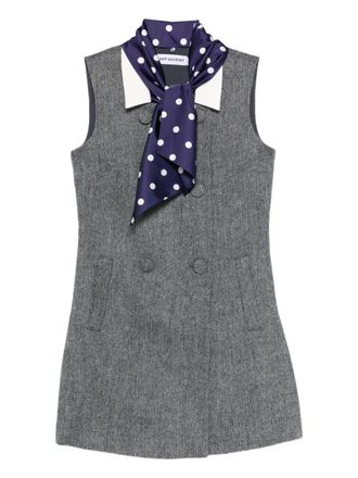 Self Portrait herringbone-design mini dress - Grey