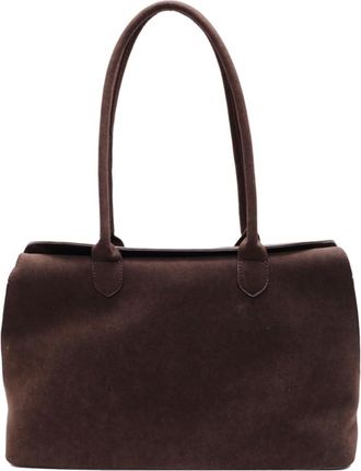 Generic Shoulder Bag for Women Men with Inner Pocket Retro Handbag Suede Solid Color Tote Bag Trendy Satchel Bag Work Travel Bag (Coffee)