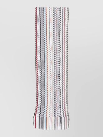 Missoni viscose scarf zigzag pattern fringe detail