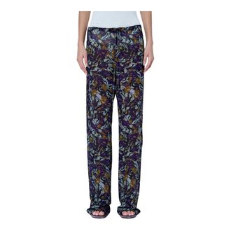 Dries Van Noten Pachas Printed Silk Straight Pants - Trousers - Mujer - P&uacute;rpura - 2XS
