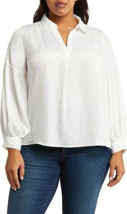 Vince Camuto Split Neck Balloon Sleeve Top in New Ivory at Nordstrom Rack, Size 1X