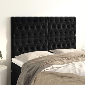 vidaXL Cabeceros 4 Unidades De Terciopelo Negro 80x7x78/88 Cm Vidaxl