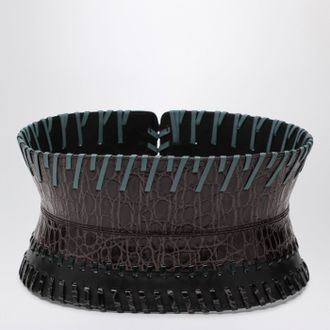 Dries Van Noten Dunkelbrauner Leder-Korsettgürtel