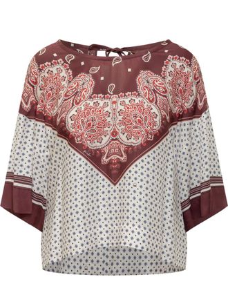 Pinko Red Paisley Round Neck Top