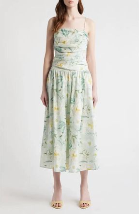 En Saison Marlowe Midi Dress In Sage White Yellow