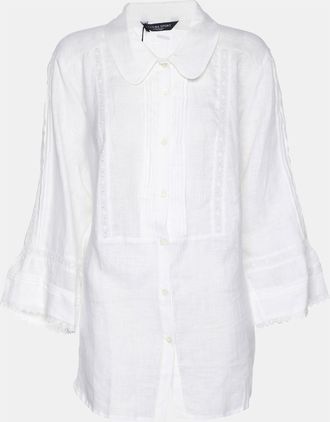 Marina Rinaldi Marina Sport By Marina Rinaldi White Line Embroidered Button Front Shirt