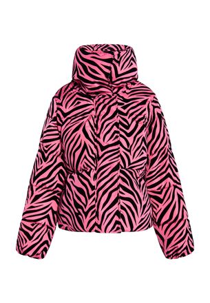 Faina Gewatteerd jack met zebraprint Dames Roze zebra