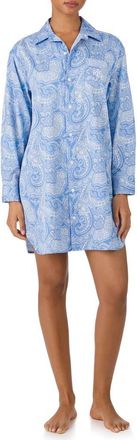 Lauren Ralph Lauren Print Cotton Blend Sleepshirt in Blue Paisley at Nordstrom, Size X-Large