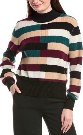 Elie Tahari Balloon Sleeve Mock Neck Cashmere Sweater