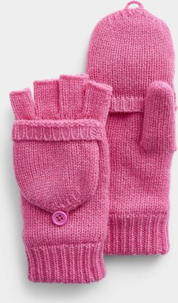 Simons Womens Solid knit flip-top mittens Responsible wool