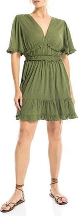Max Studio V-Neck Flutter Sleeve Short Dress in Leaf at Nordstrom Rack, Size X-Small