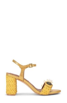 Kurt Geiger Kensington Embellished Raffia Sandal in Dark Yellow at Nordstrom, Size 7.5Us