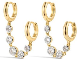 Luv AJ The Georgia Stone Huggie Chain Earrings in Gold at Nordstrom