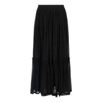 Saint Laurent Ruffled Skirt - female - Saint Laurent - Maxi Skirts - Black - XS - Skirts