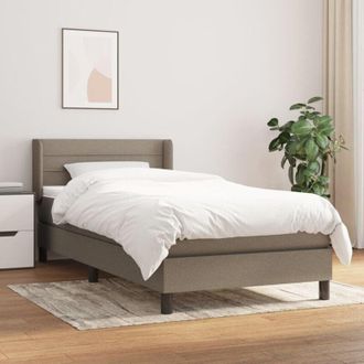 vidaXL Cama Box Spring Con Colch&oacute;n Tela Gris Taupe 90x200 Cm Vidaxl