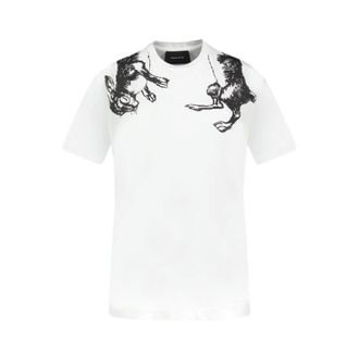 Simone Rocha T-Shirts, female, White, Size: XS White Cotton Hare Illustration T-Shirt