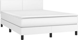 vidaXL Vidaxl - Cama Box Spring Con Colch&oacute;n Cuero Sint&eacute;tico Blanco 140x200cm