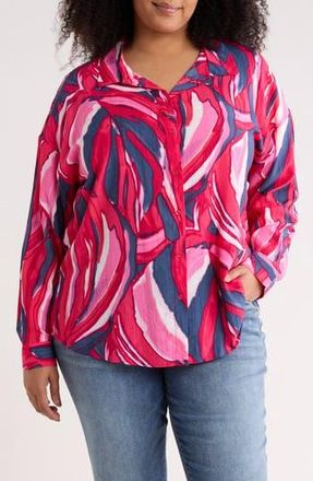 Vero Moda Violet Long Sleeve Button Up Shirt in Jazzy Aop Violet at Nordstrom Rack, Size 14W