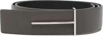 Tom Ford Grain Leather Slim T Reversible Belt 38 mm - Heren - Riemen - Grijs - 100 CM - Leer - Accessoires