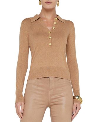 L'agence Lagence Sterling Collared Silk-Blend Sweater