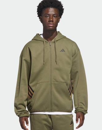 adidas adidas Performance - Crazy Warm - Felpa con cappuccio e zip intera color oliva strata/arancione lucido-Verde